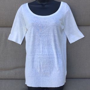ISDA & CO Italian Linen Lightweight Sweater Knit Top with Short Sleeve